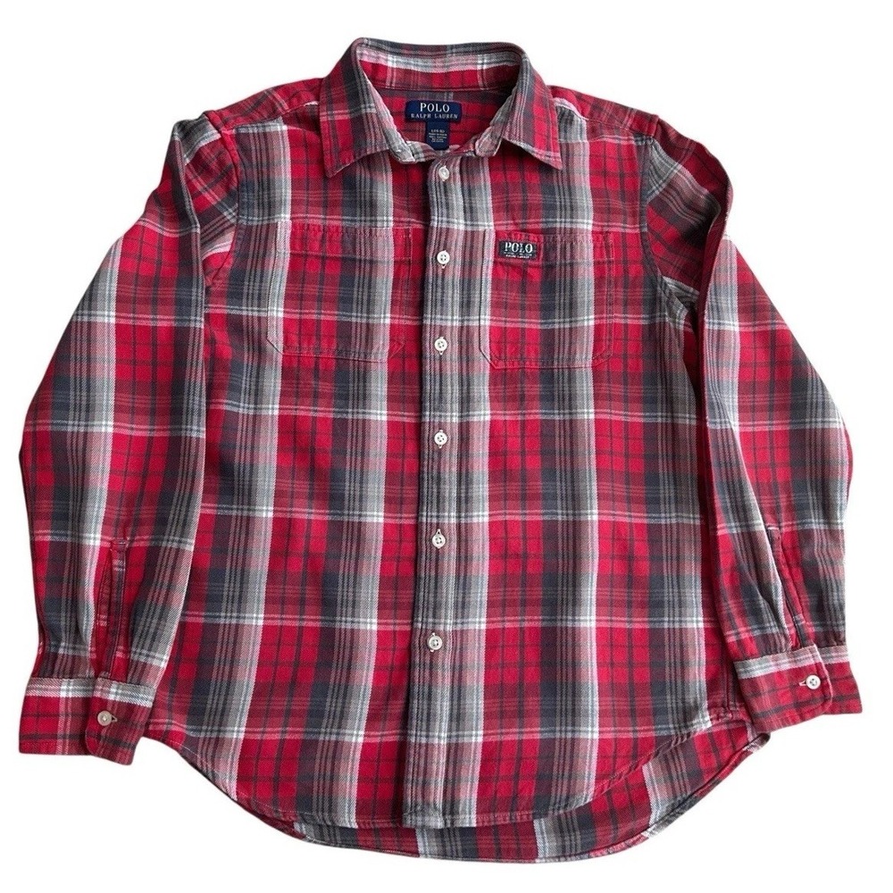 Polo Ralph Lauren Boys Shirt Size L‎  14-16 Multicolor Plaid Casual Dress